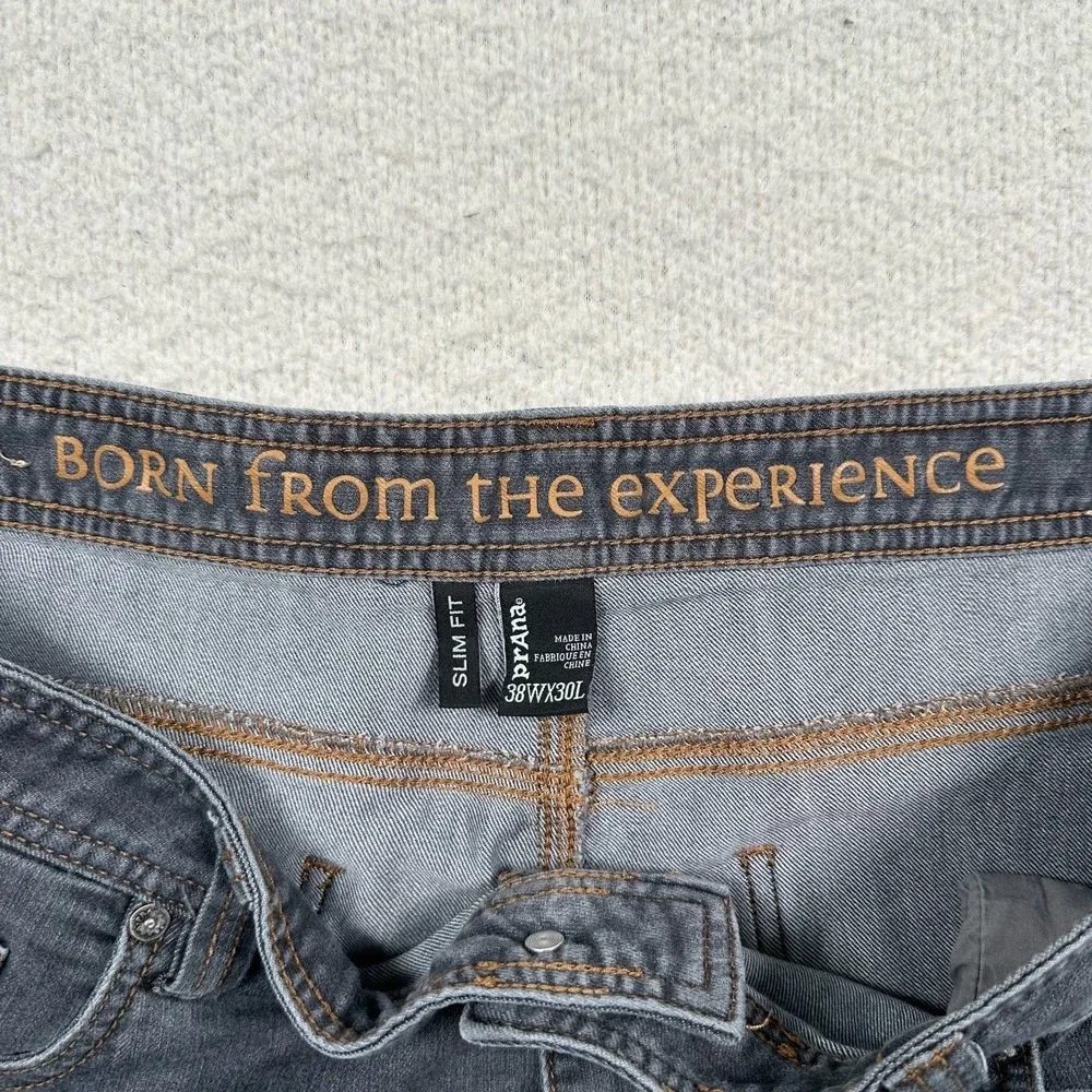 Prana‎ Bridger Jeans Mens 38x29 Slim Fit Straight Stretch Outdoors Hiking Gray
